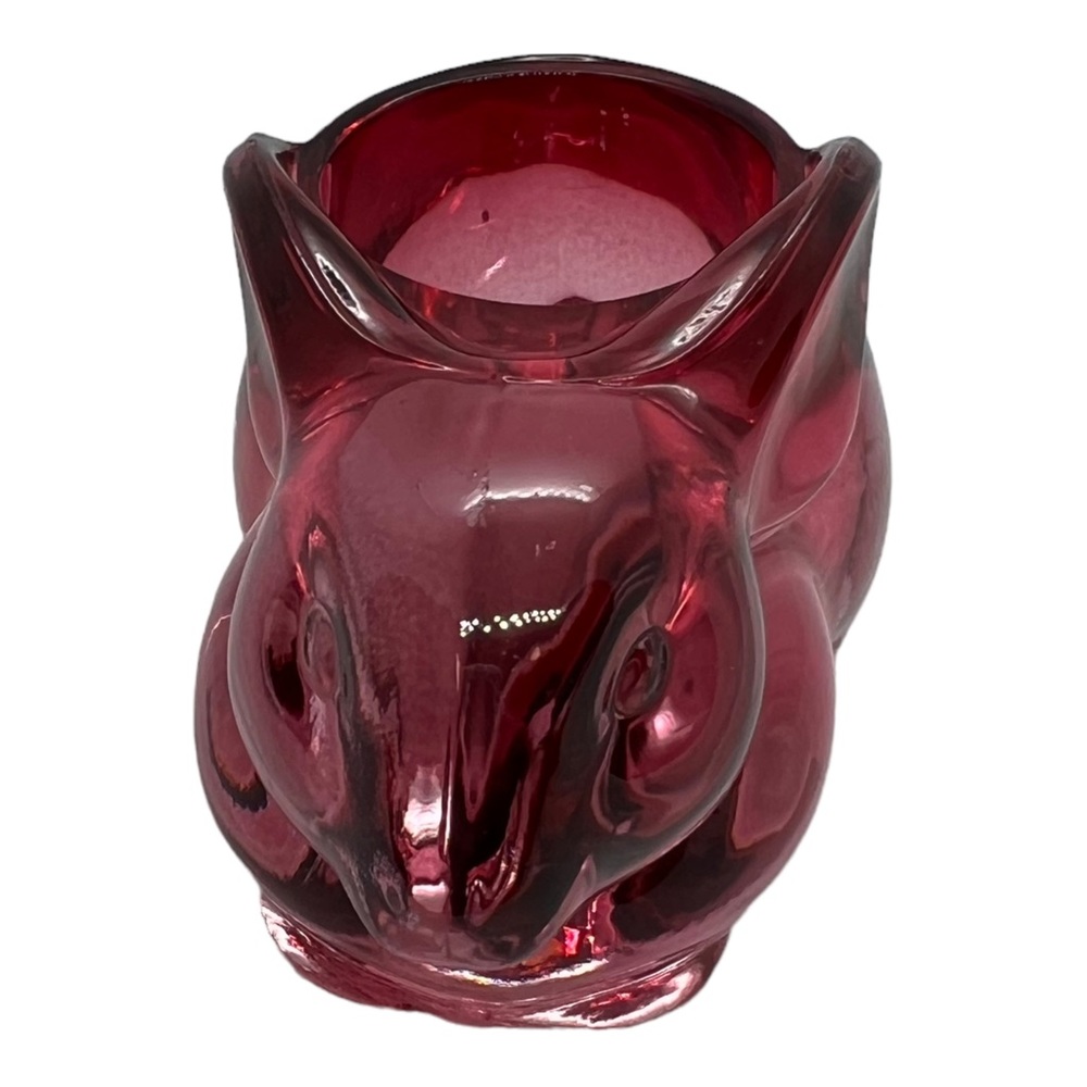 Pink Glass Rabbit Vintage Easter Bunny Votive Candle Holder
